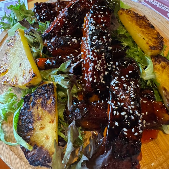 Hawaiian Sticky Ribs and Pineapple.