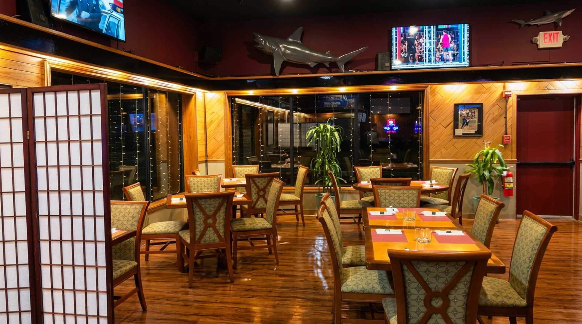 The bar and dining room