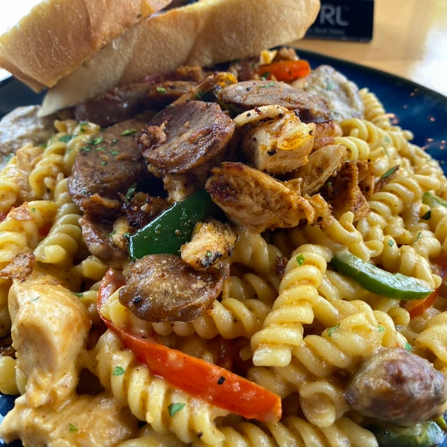 Chicken and Sausage Cajun Pasta.